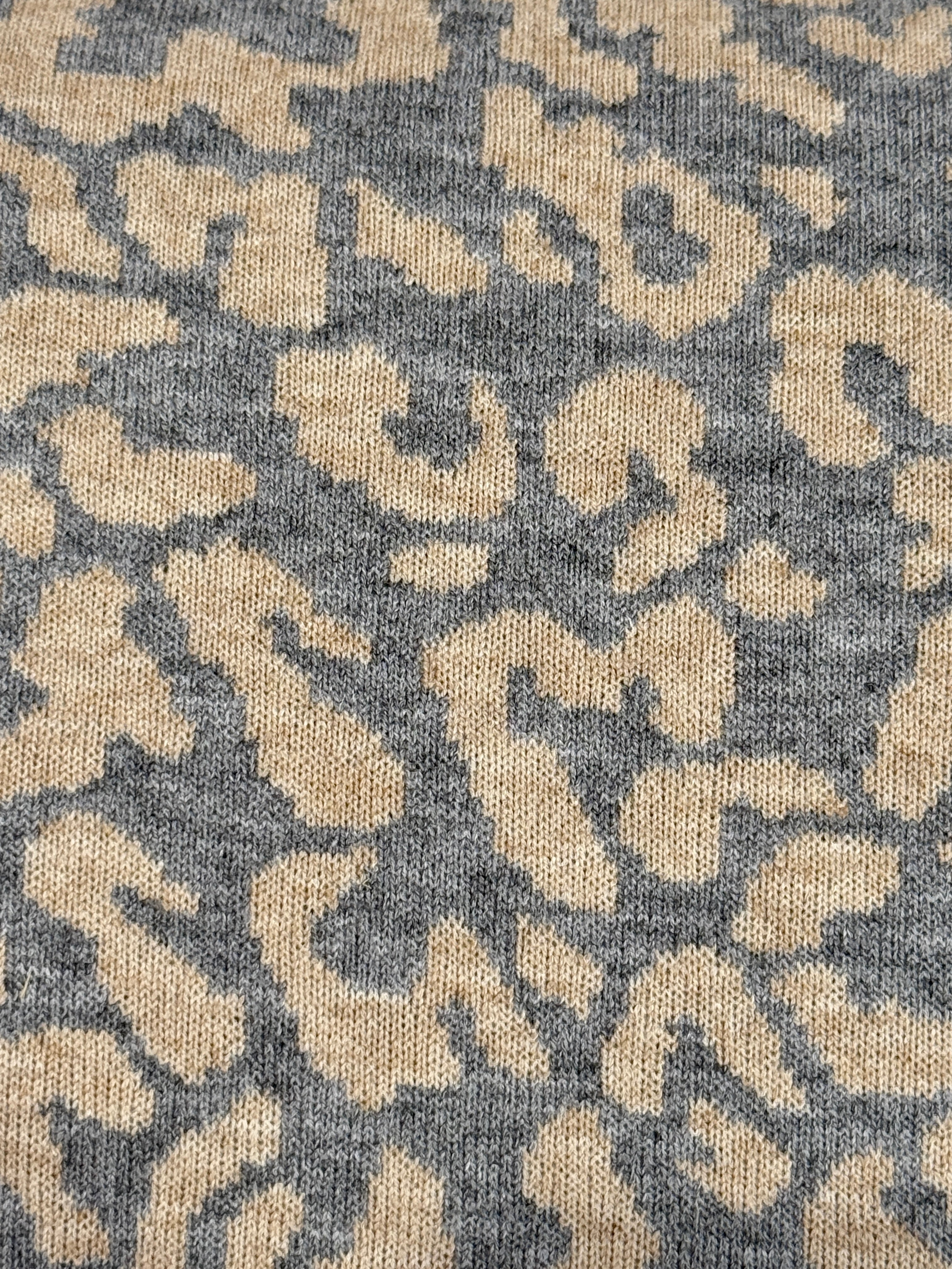 Classic Leopard Jacquard Knit -  Silver Grey