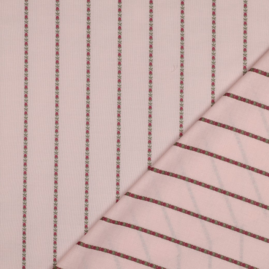 Pale Pink Jacquard Flower Stripe Cotton