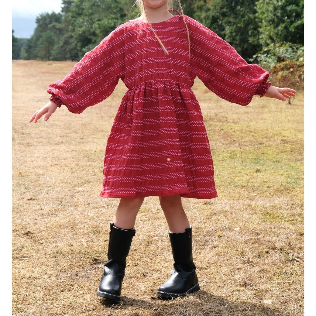 Stitched Stripe Cotton - Burgundy