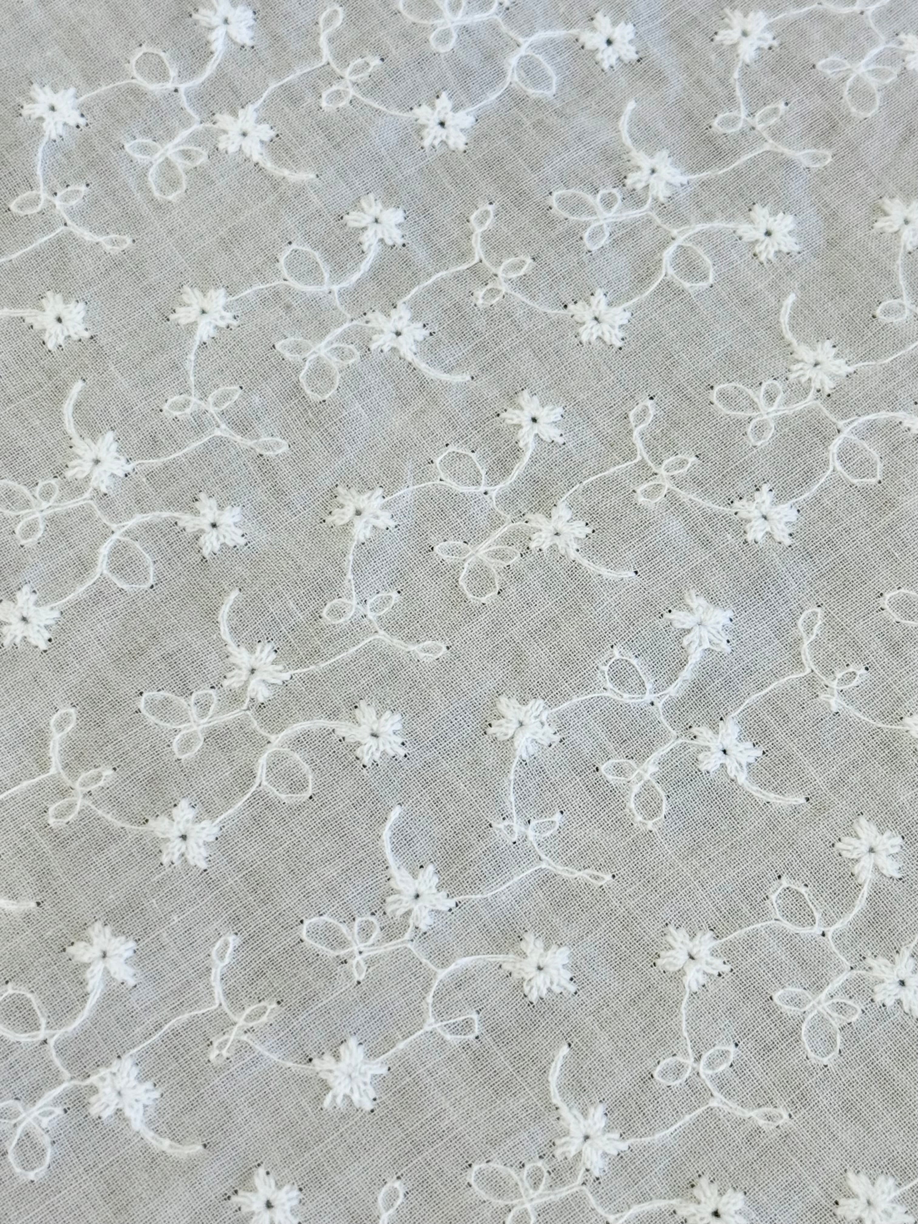White Embroidered Cotton