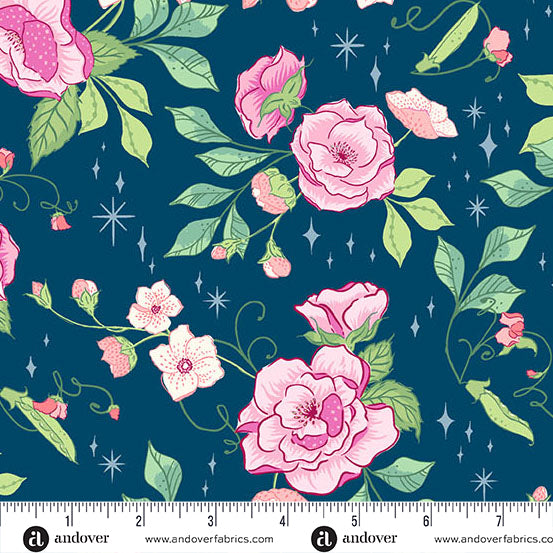 Fairytales Floral Blue 2/10248B by Tiffany Lauren for Andover Fabrics