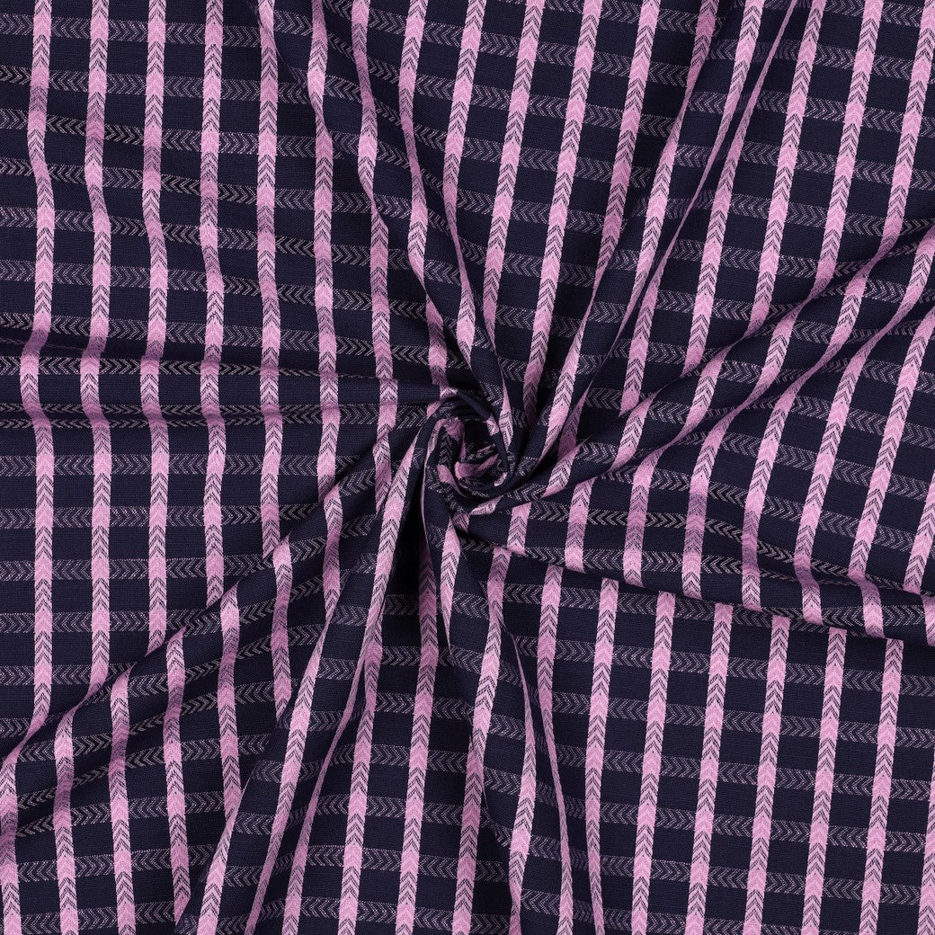 Navy Chevron Check Yarn Dyed Cotton