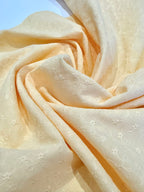 Custard Embroidered Cotton 1 Metre Remnant
