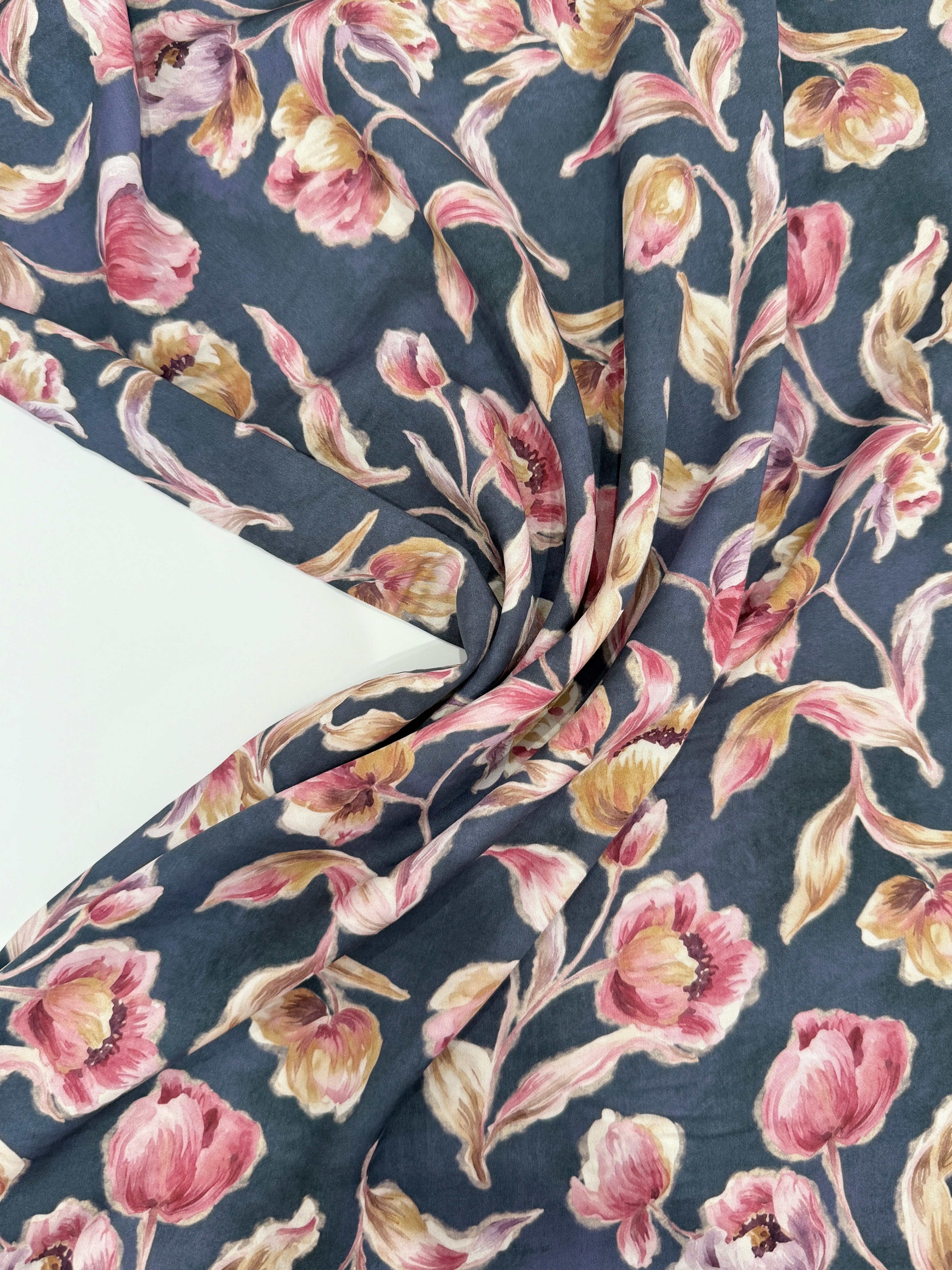 Vintage Blooms Viscose Satin - Mauve