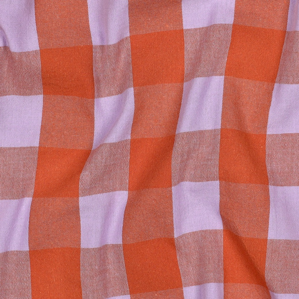 Lavender And Orange Cotton Yarn Dyed Check