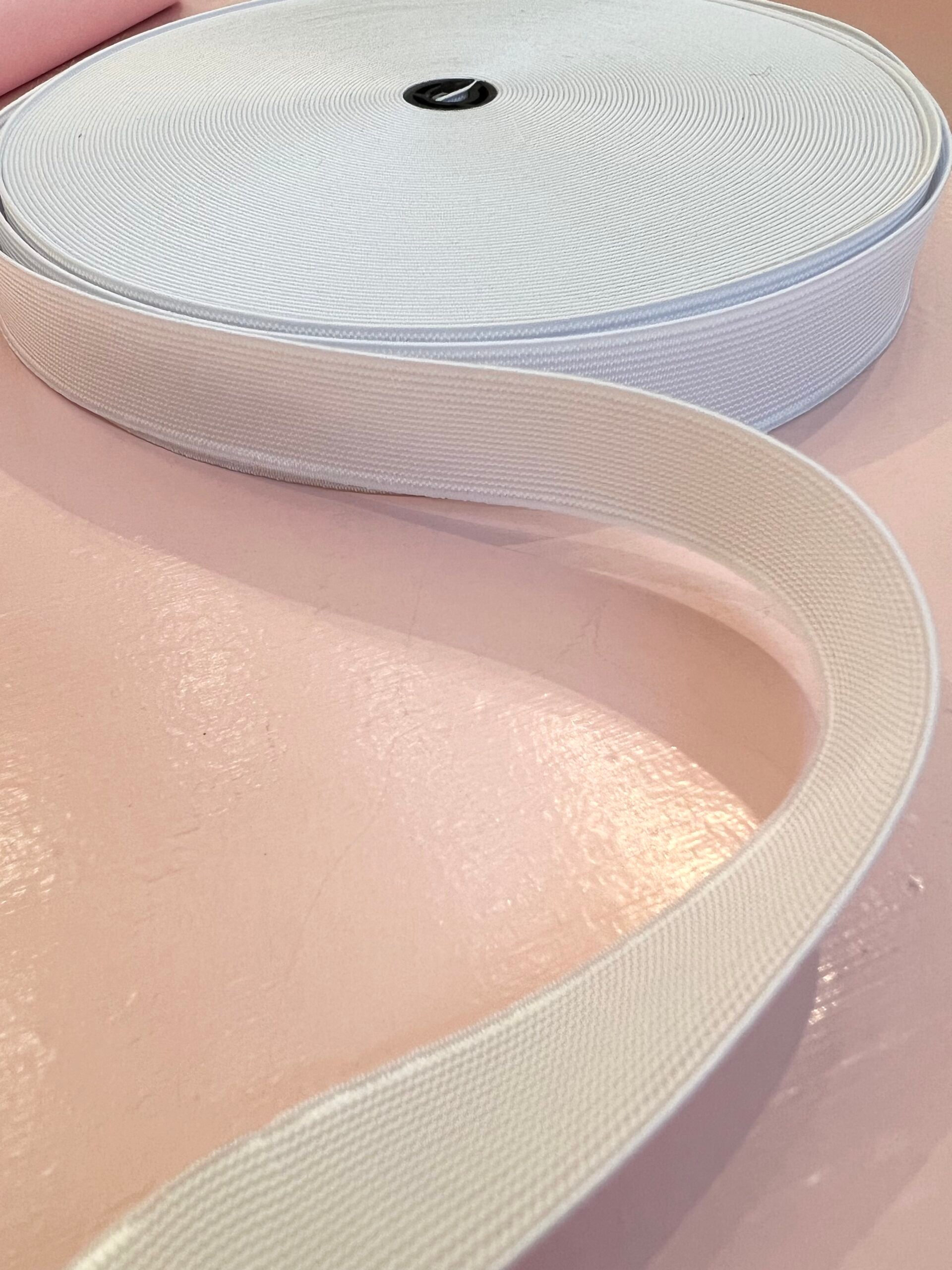 White Woven Elastic 2.5cm Wide