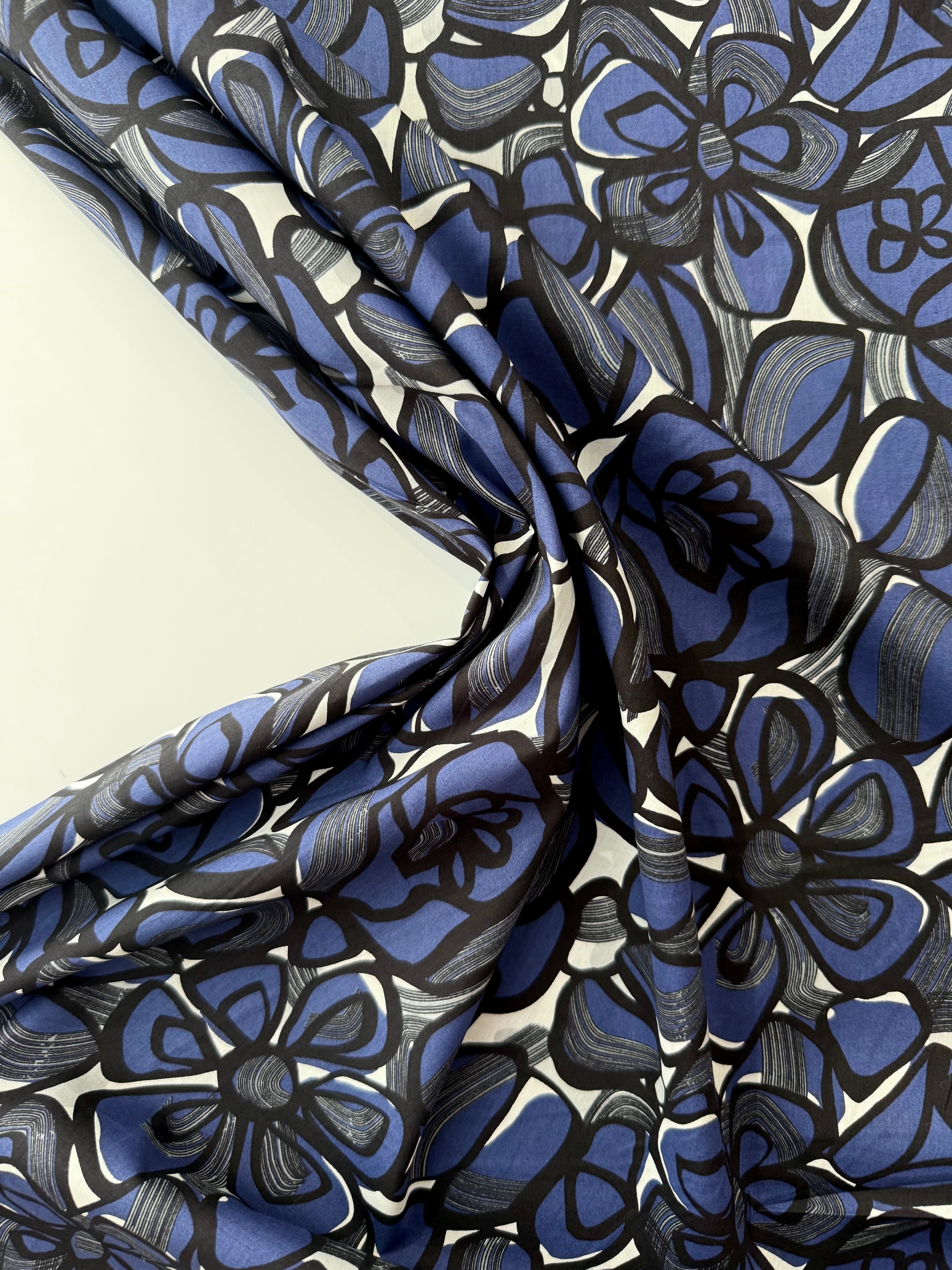 Indigo Bloom Pima Cotton Lawn ￼