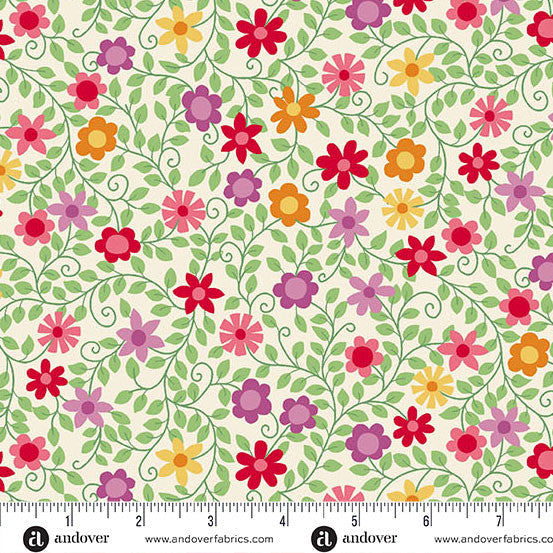 Whimsy - Secret Garden Cream 2/1653L Individual Fat Quarter - By Kim Schaefer For Andover Textiles