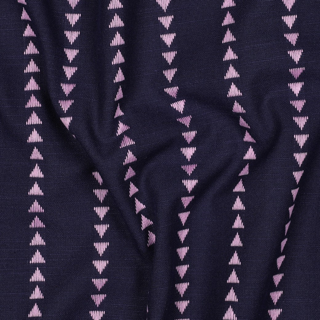 Navy Triangle Stripe Yarn Dyed Cotton