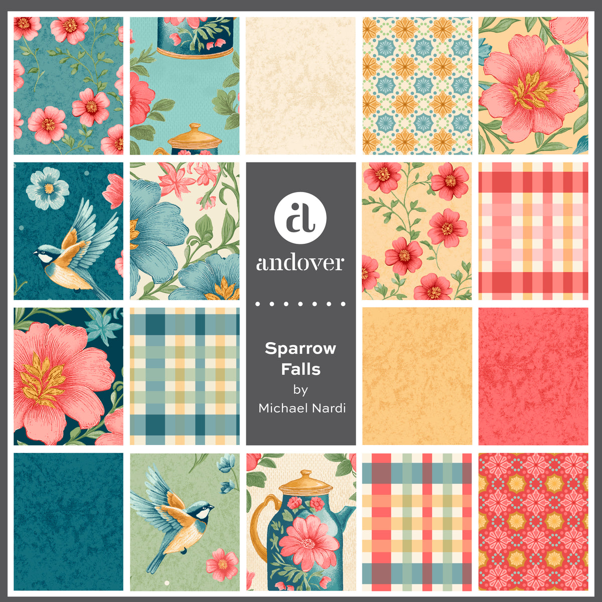 Sparrow Falls Afternoon Tea Deep Prussian A-10390-B By Andover Fabrics