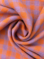 Gallery Gingham Laundered Pure Linen - Tangerine - By Lady McElroy