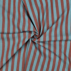 Chocolate Brown And Muted Teal Yarn-Dyed Cotton Stripe