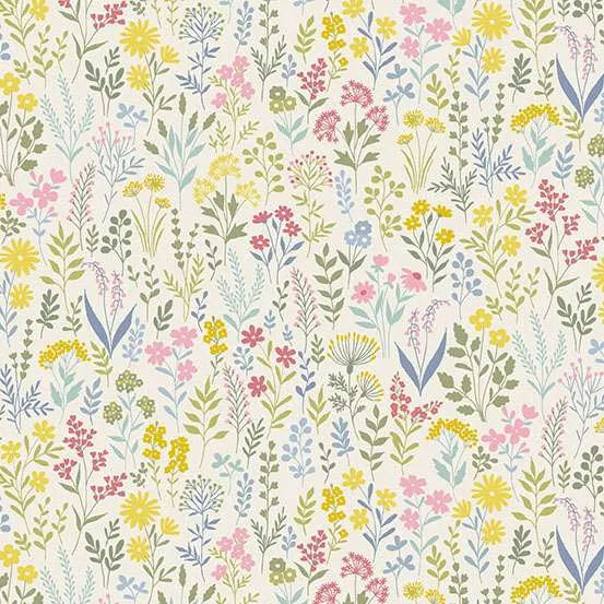 Petite Fleur By Makower UK - Meadow White 180-Q Fat Quarter