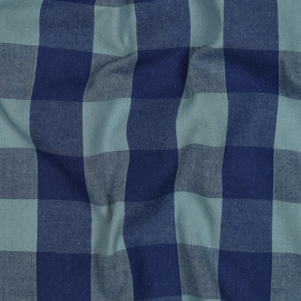 Blue And Green Cotton Yarn Dyed Check