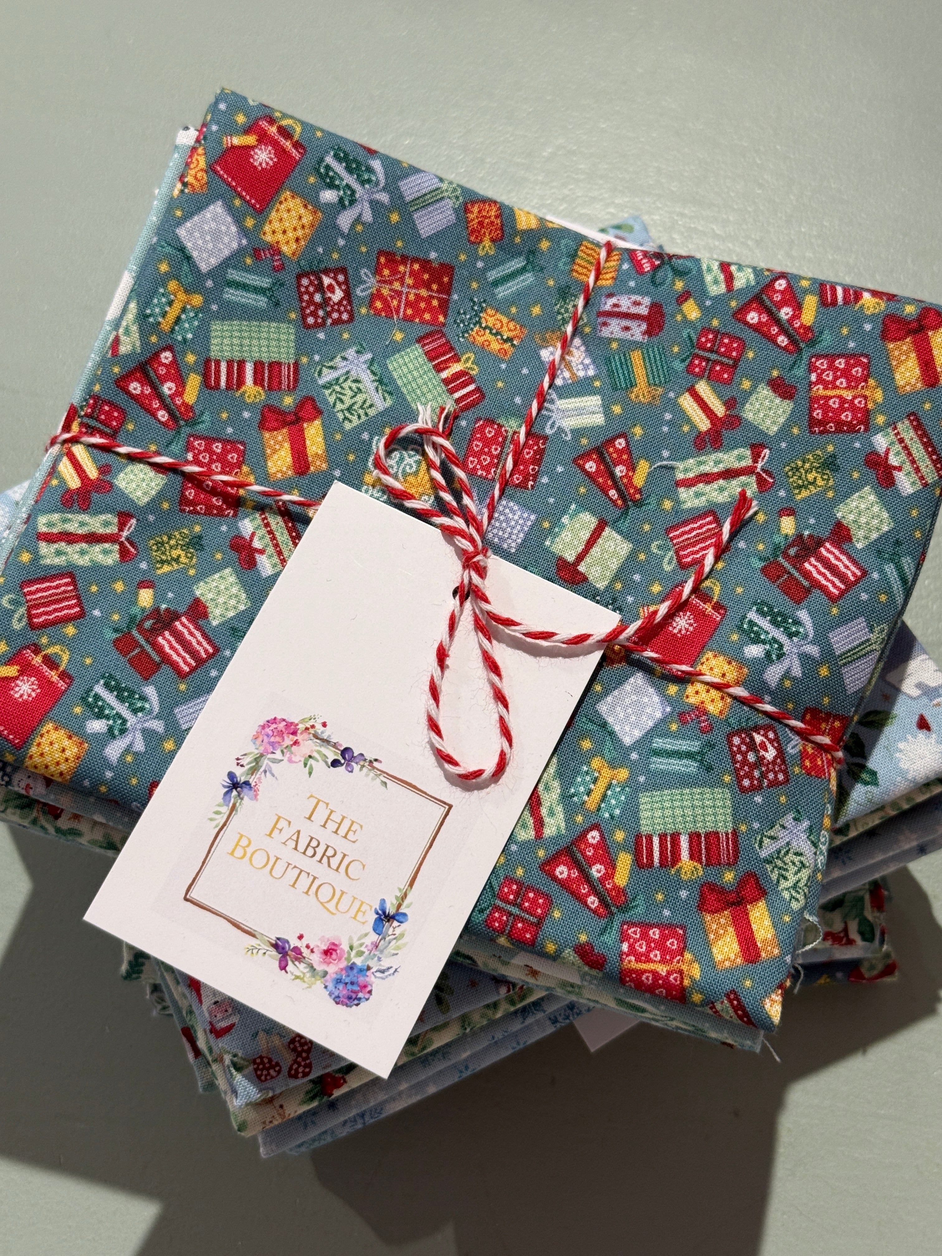 Country Christmas Fat Quarter Bundle x6 Teal/Blue