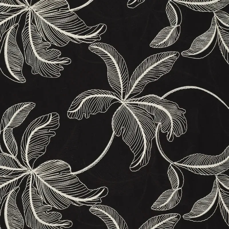 Black Cotton Lawn with Ivory Corded Embroidery