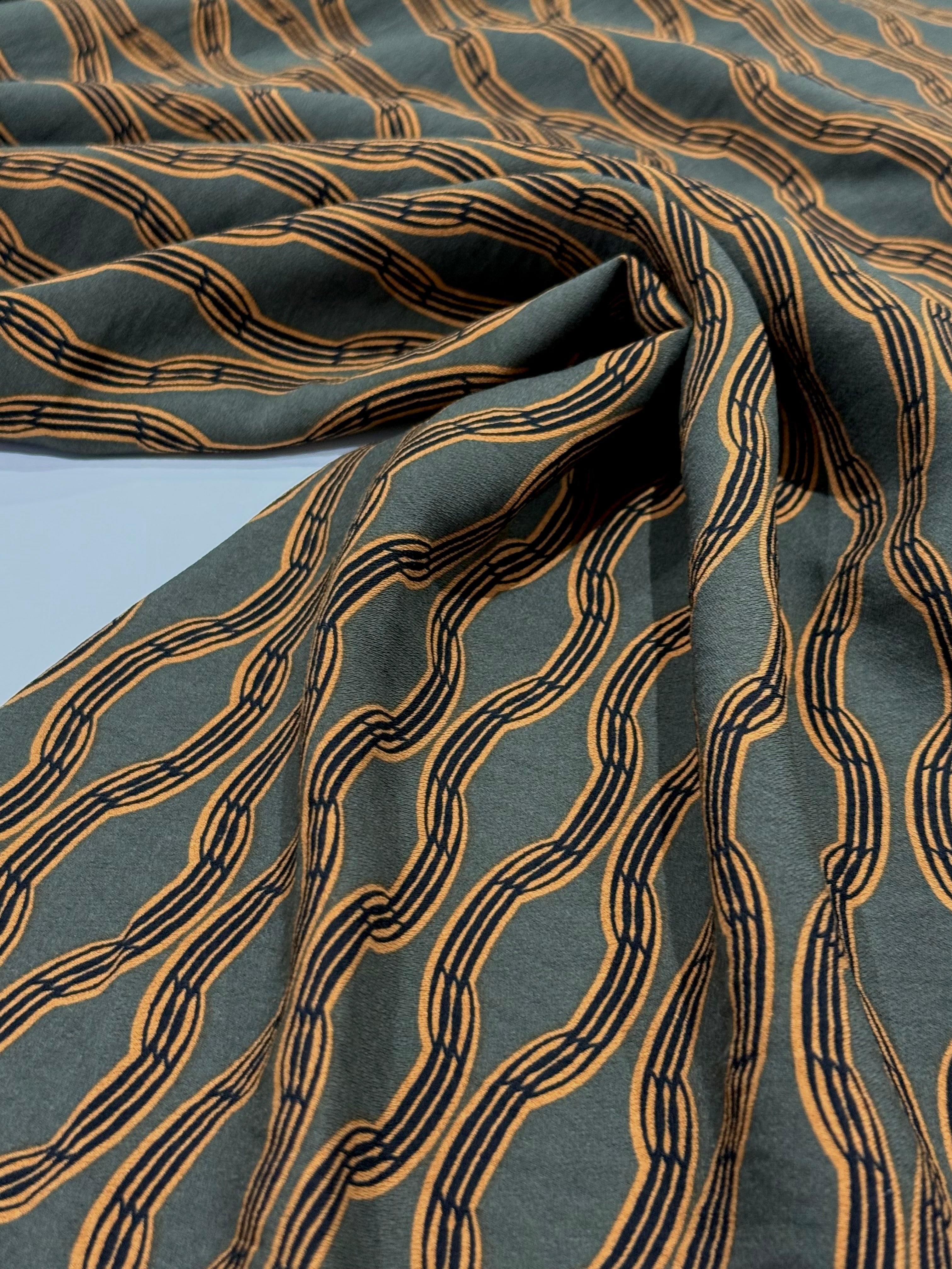 Abstract Trellis Viscose Blend - Forest Green