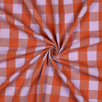 Lavender And Orange Cotton Yarn Dyed Check