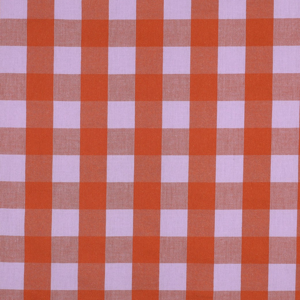 Lavender And Orange Cotton Yarn Dyed Check
