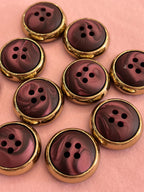 Chunky Marbled Wine And Gold 23mm Buttons