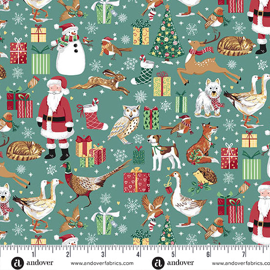 Friends Teal MU230T - Country Christmas By Makower UK