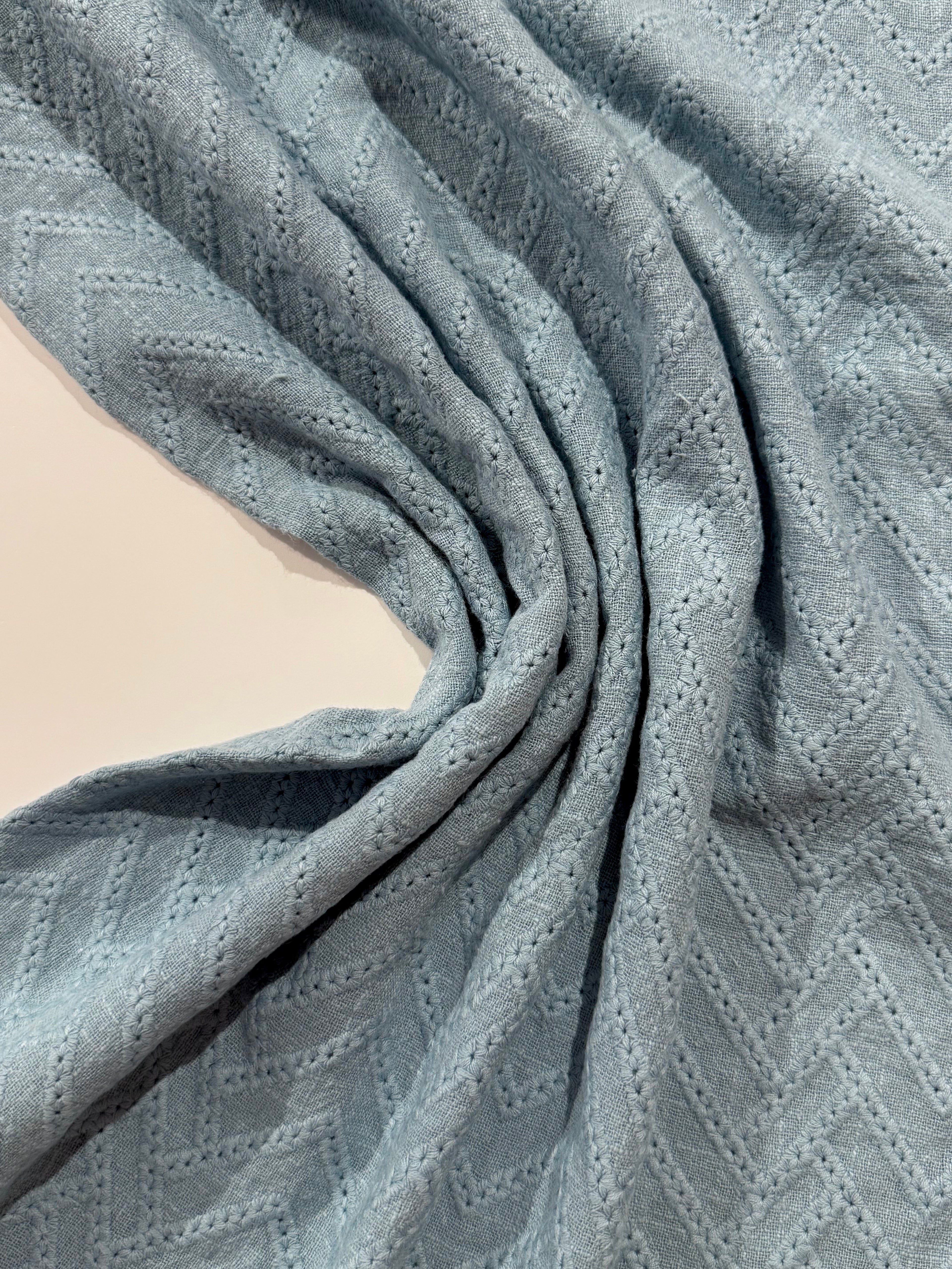 Sea Foam Embroidered Cotton