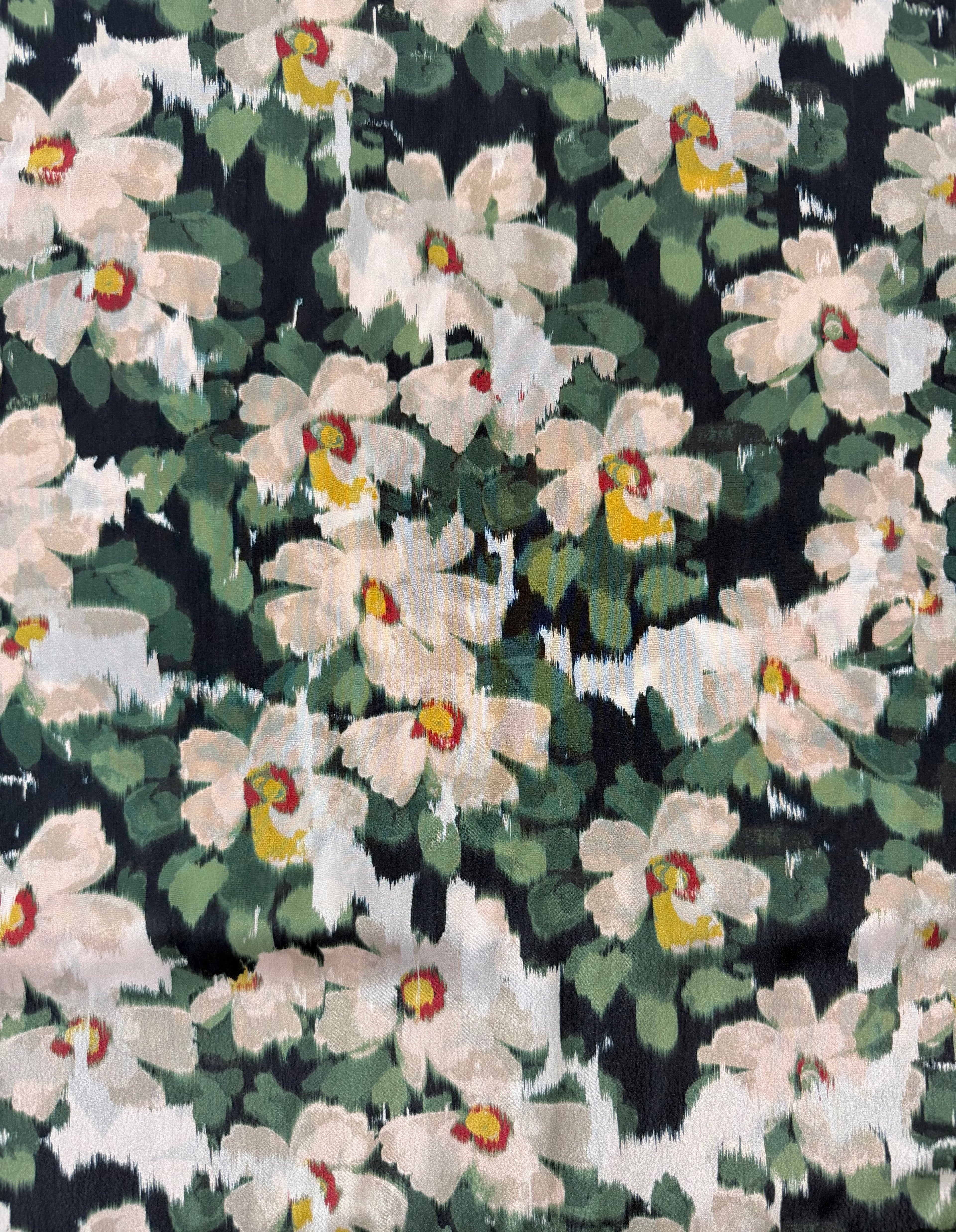 Painted Meadow Green Sandwashed Silk-Mix Crepe De Chine By Lady McElroy
