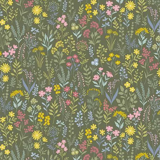 Petite Fleur By Makower UK - Meadow Green - 180-G Fat Quarter