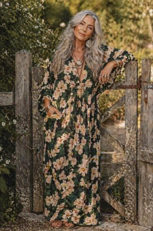 Painted Meadow Green Sandwashed Silk-Mix Crepe De Chine By Lady McElroy