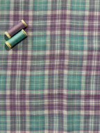 Lilac And Turquoise Check Double Gauze