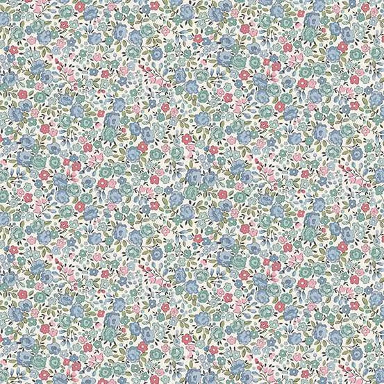 Petite Fleur By Makower UK - Rose Pale Blue - 181-B Fat Quarter