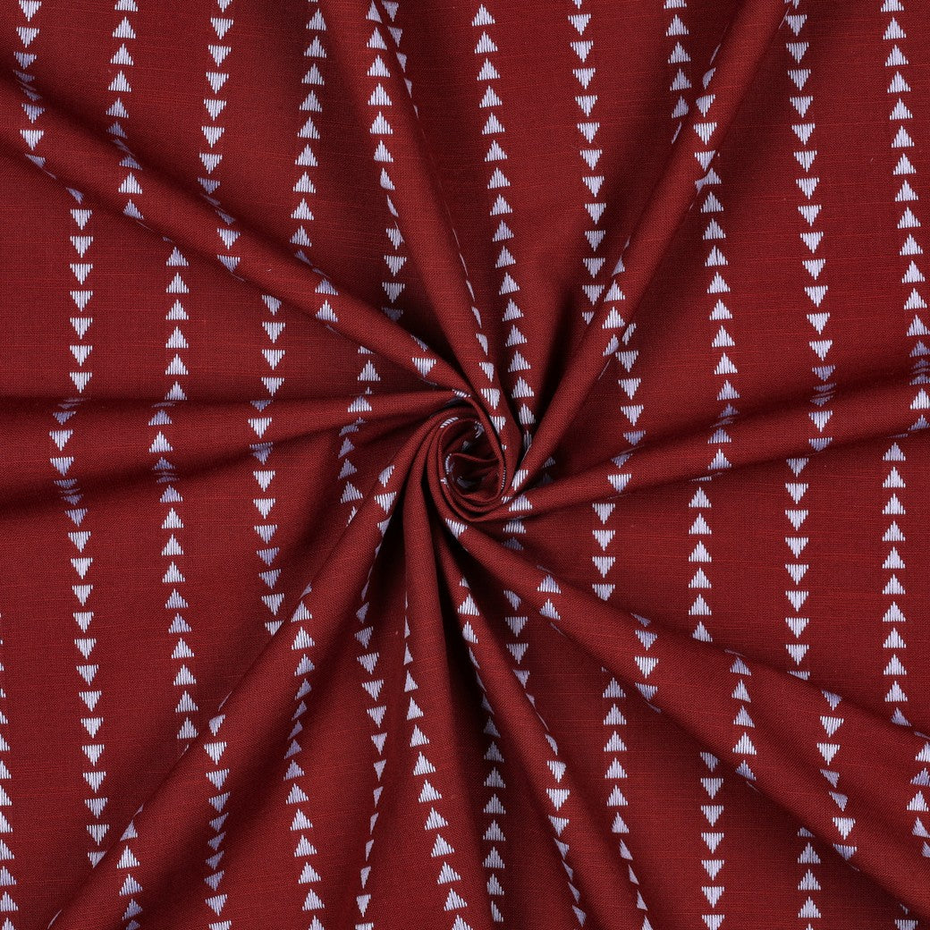 Burgundy Triangle Stripe Yarn Dyed Cotton