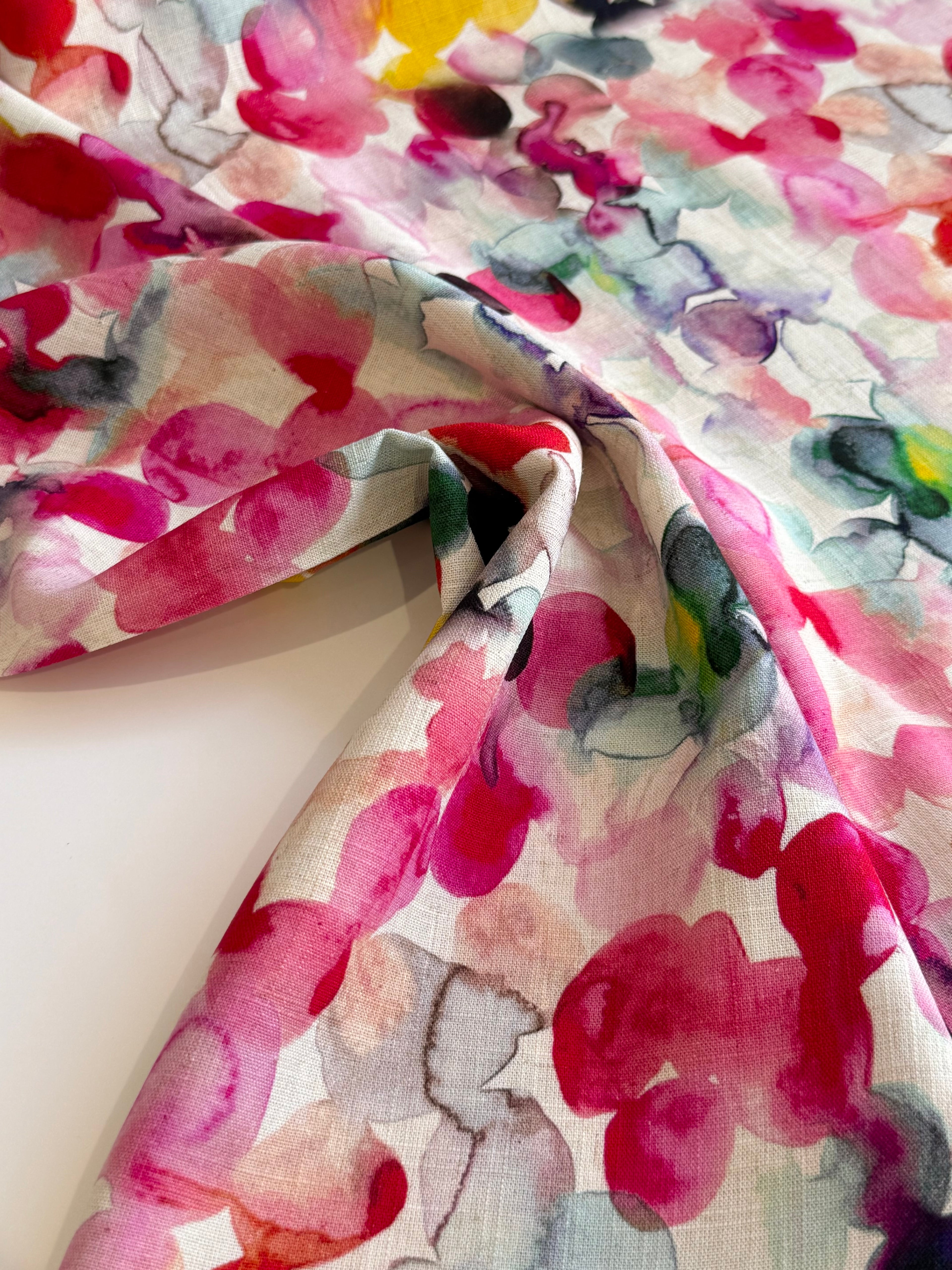 Watercolour Burst Viscose Linen Blend