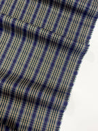 Heritage Check - Bottle Green, Indigo & Caramel - Ex-Designer Deadstock Cotton