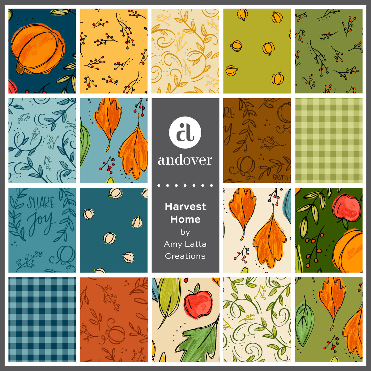 Charm Pack - 5 Inch Squares - Harvest Home By Amy Latta For Andover Fabrics