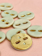 Pale Mint Green And Gold 22mm Buttons