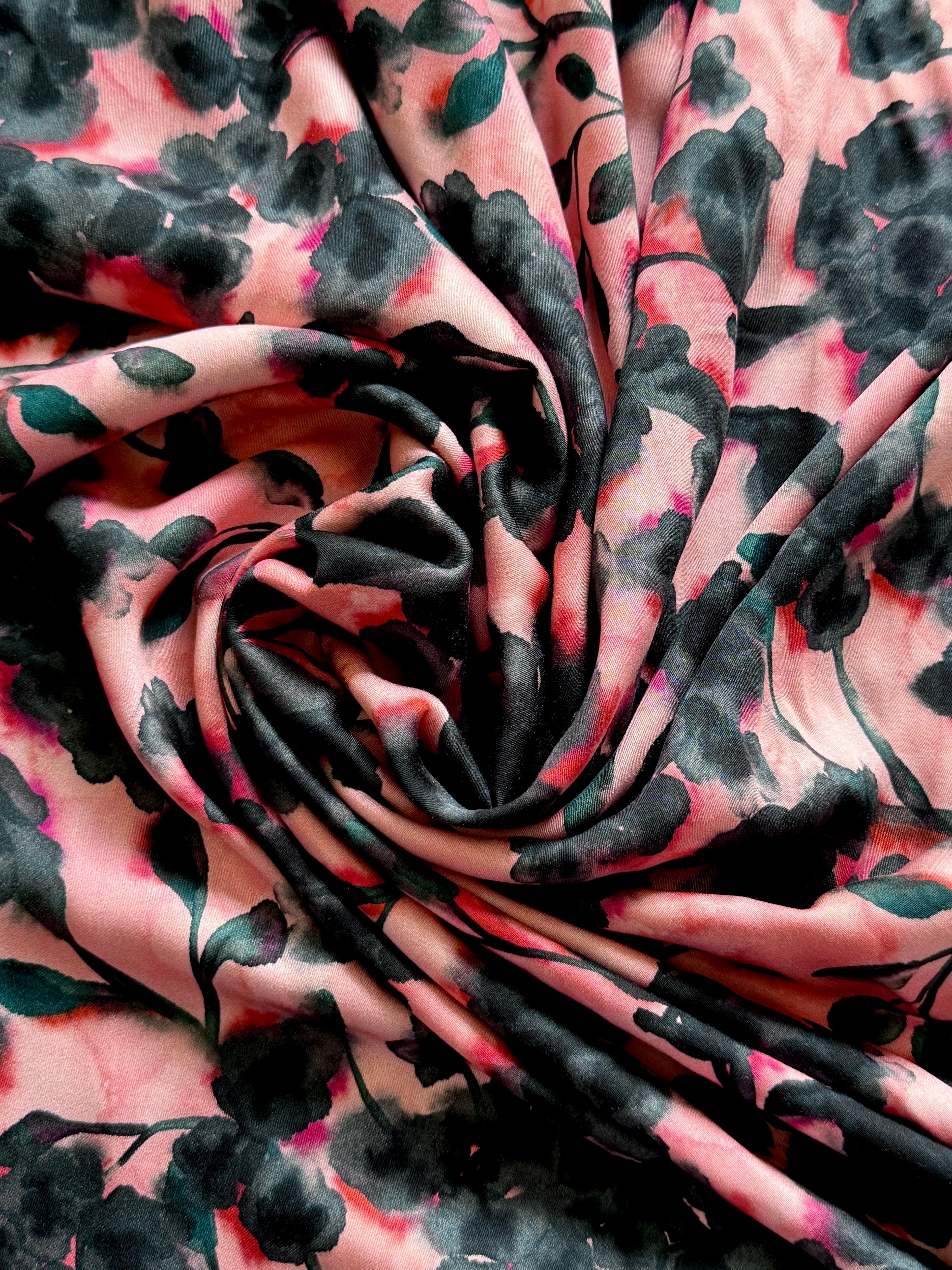 Shadow Floral Peach Storrie Sateen by Lady McElroy