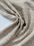 Embroidered Cutwork Viscose, Linen & Cotton Blend - Oatmeal