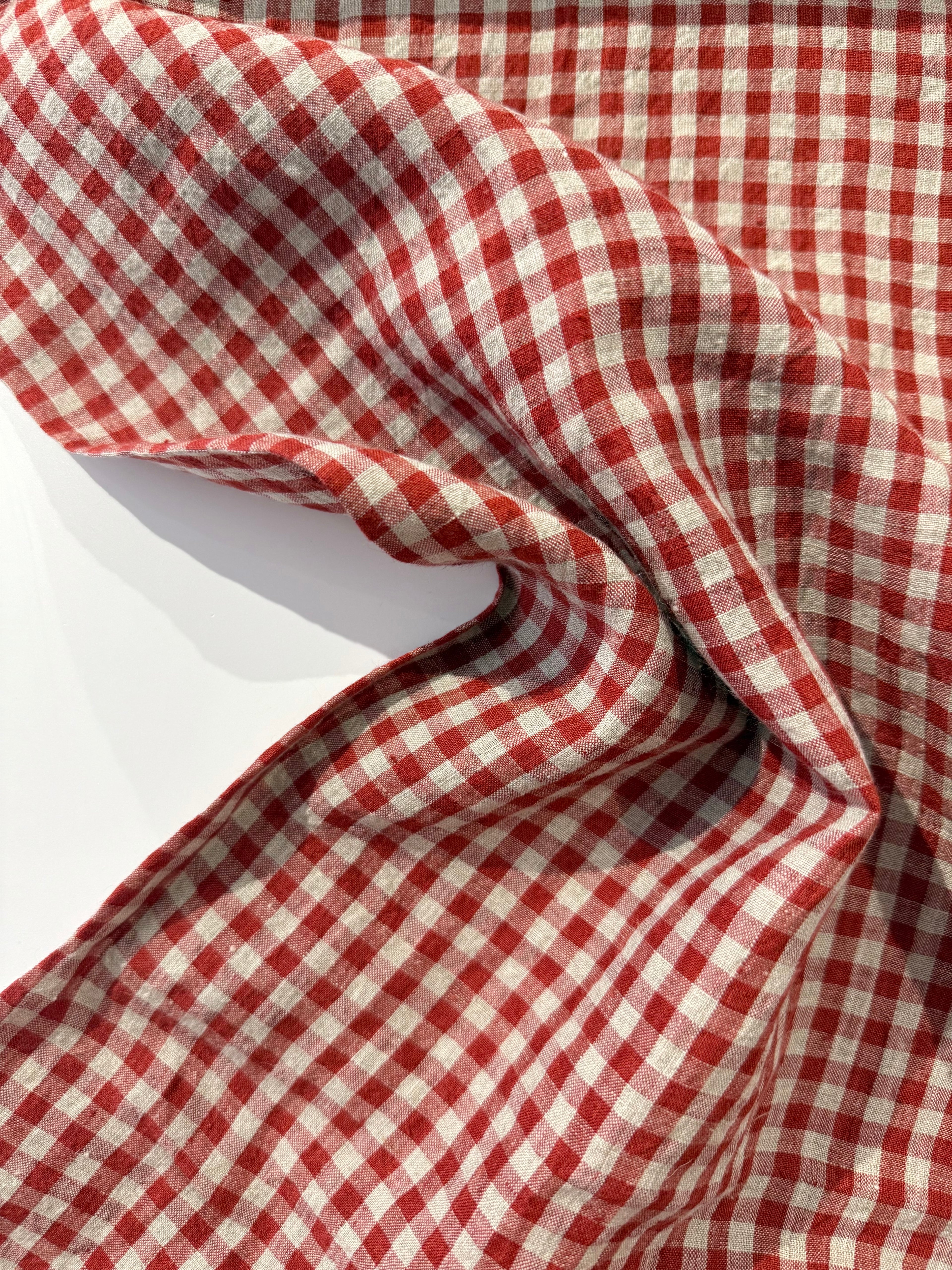 Homestead Gingham Laundered Linen - Rouge Red - By Lady McElroy