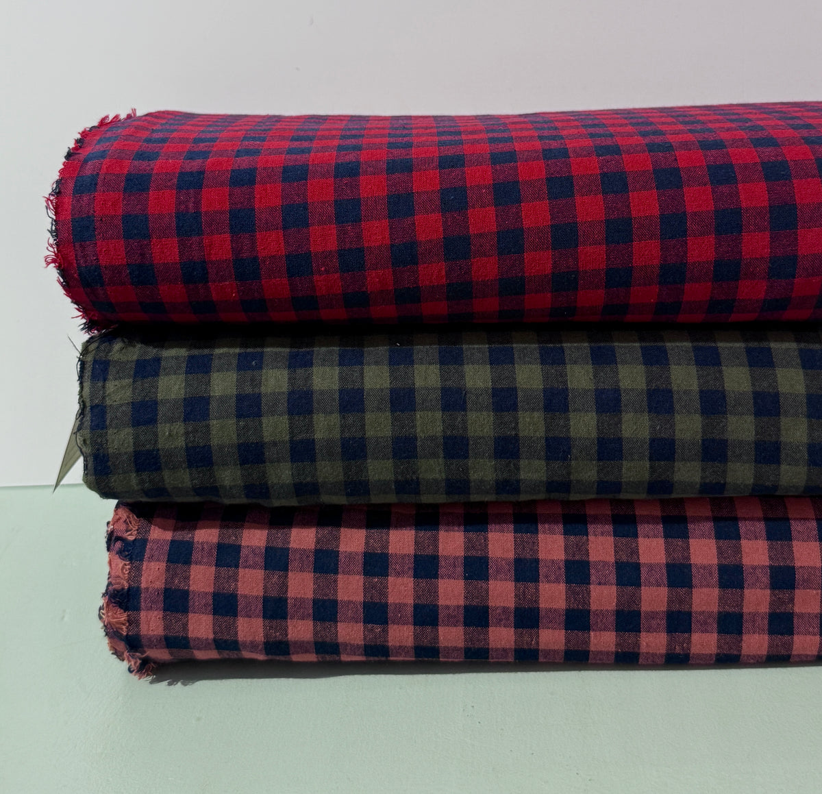 Koushi Gingham Check Japanese Yarn-Dyed Cotton Chambray by Lady McElroy - Terracotta