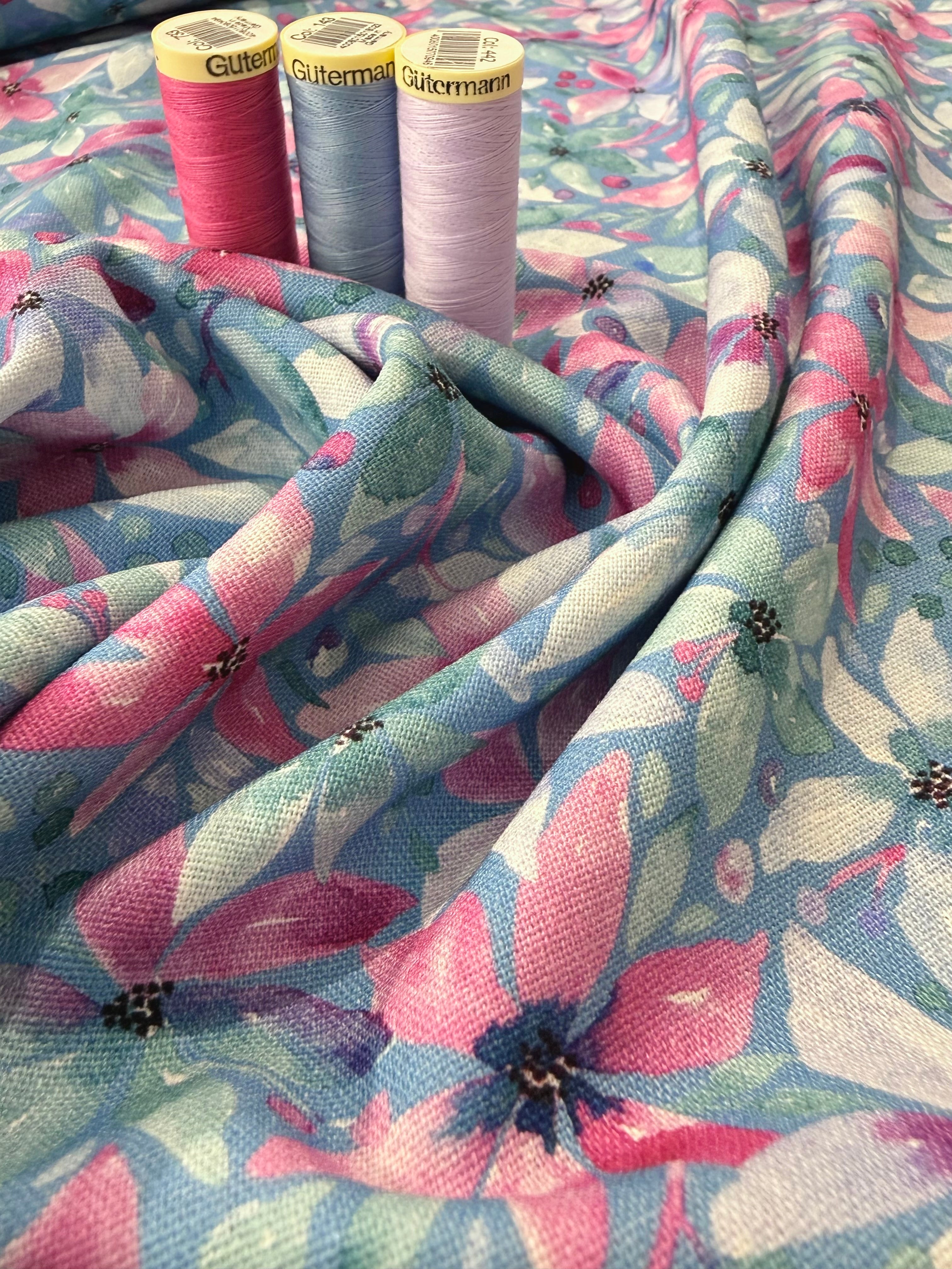 Water Lillies Viscose Linen Blend