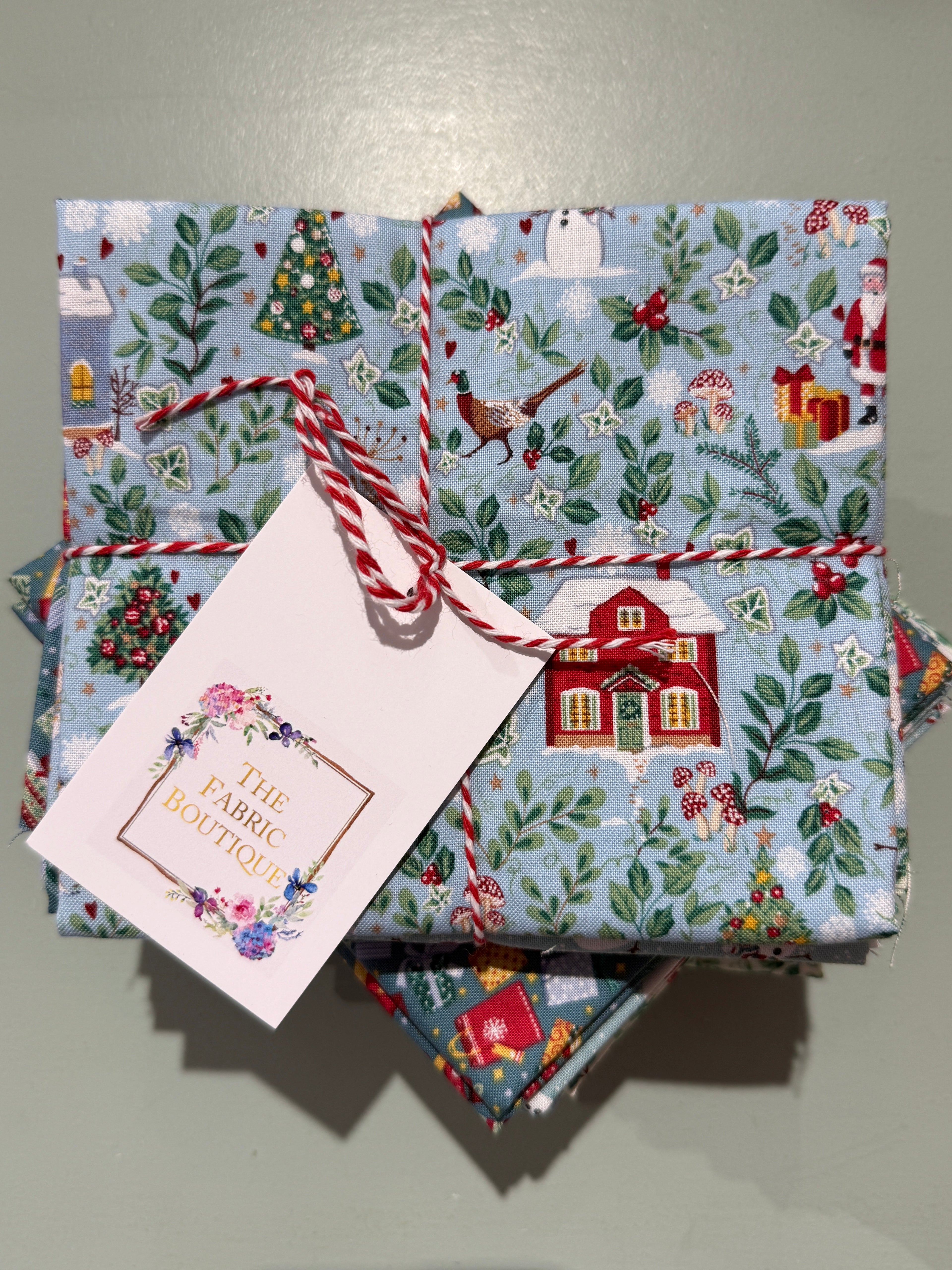 Country Christmas Fat Quarter Bundle x6 Teal/Blue