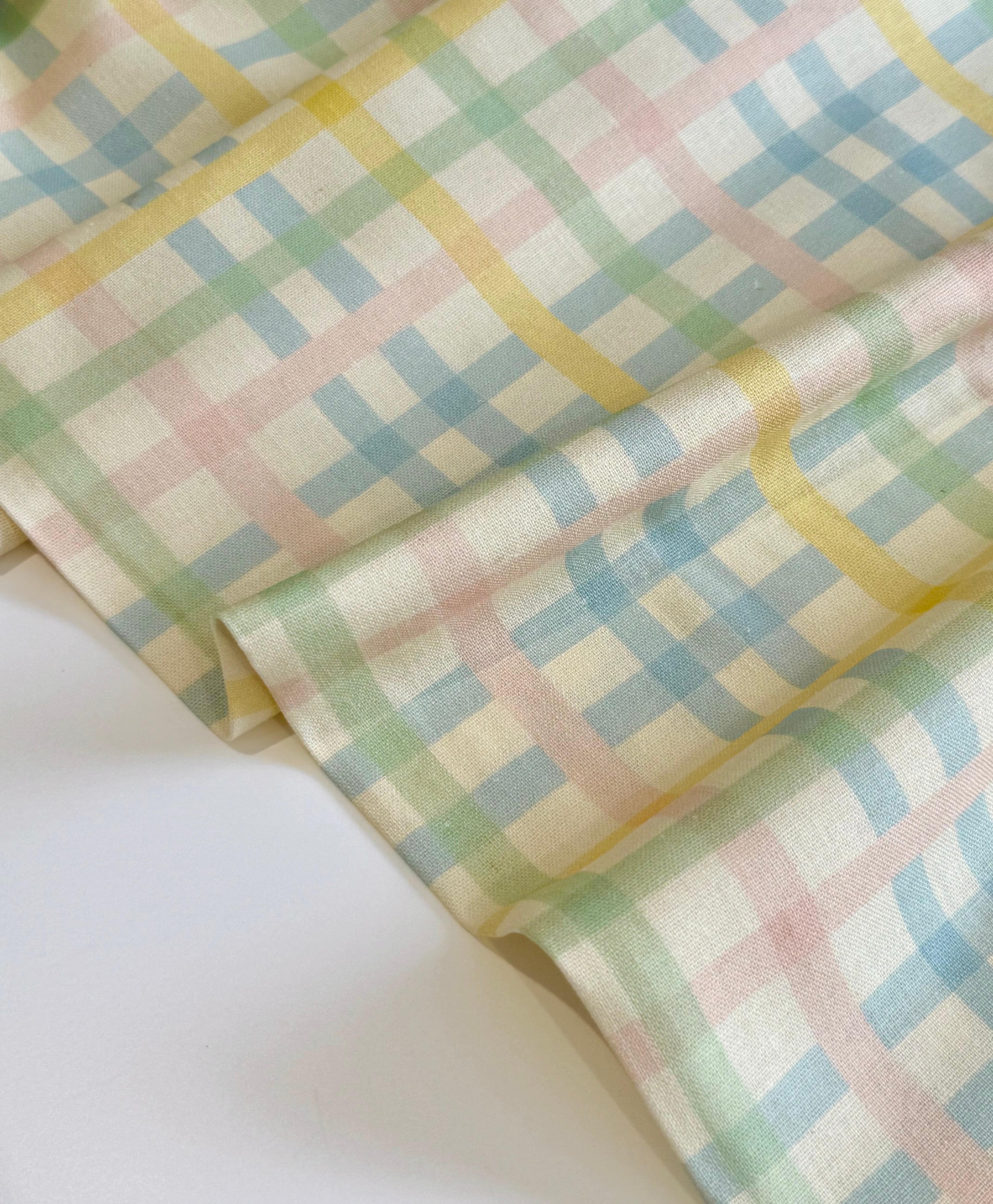 Pastel Checks Linen Viscose Blend