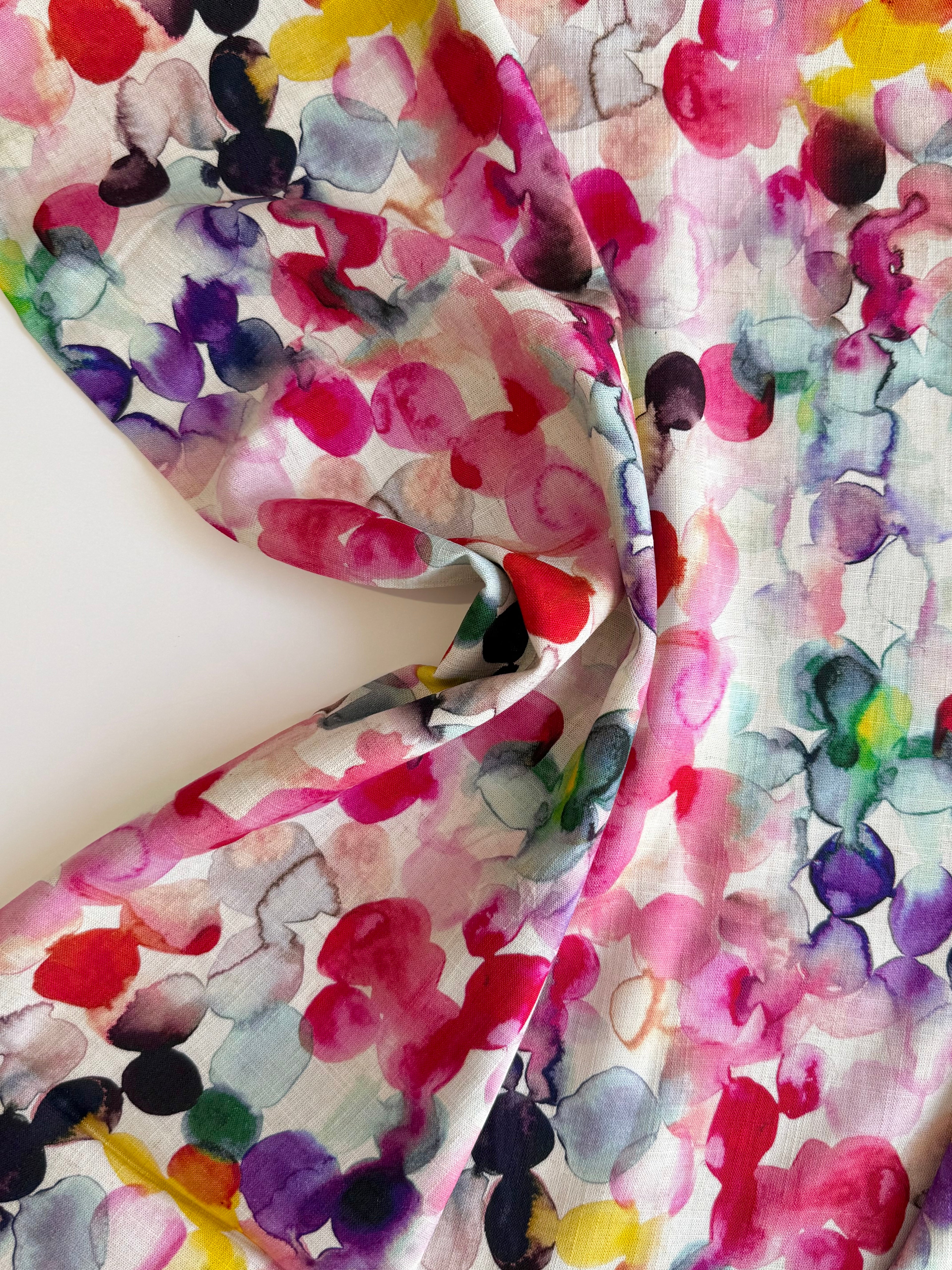 Watercolour Burst Viscose Linen Blend