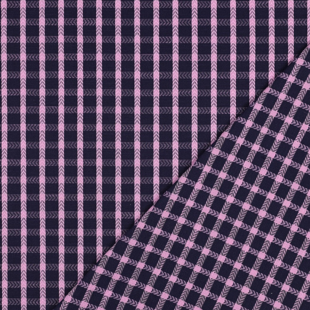 Navy Chevron Check Yarn Dyed Cotton