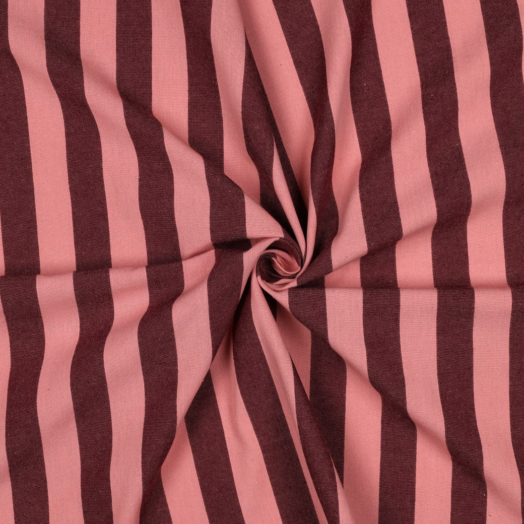 Aubergine Cotton Yarn Dyed Stripes