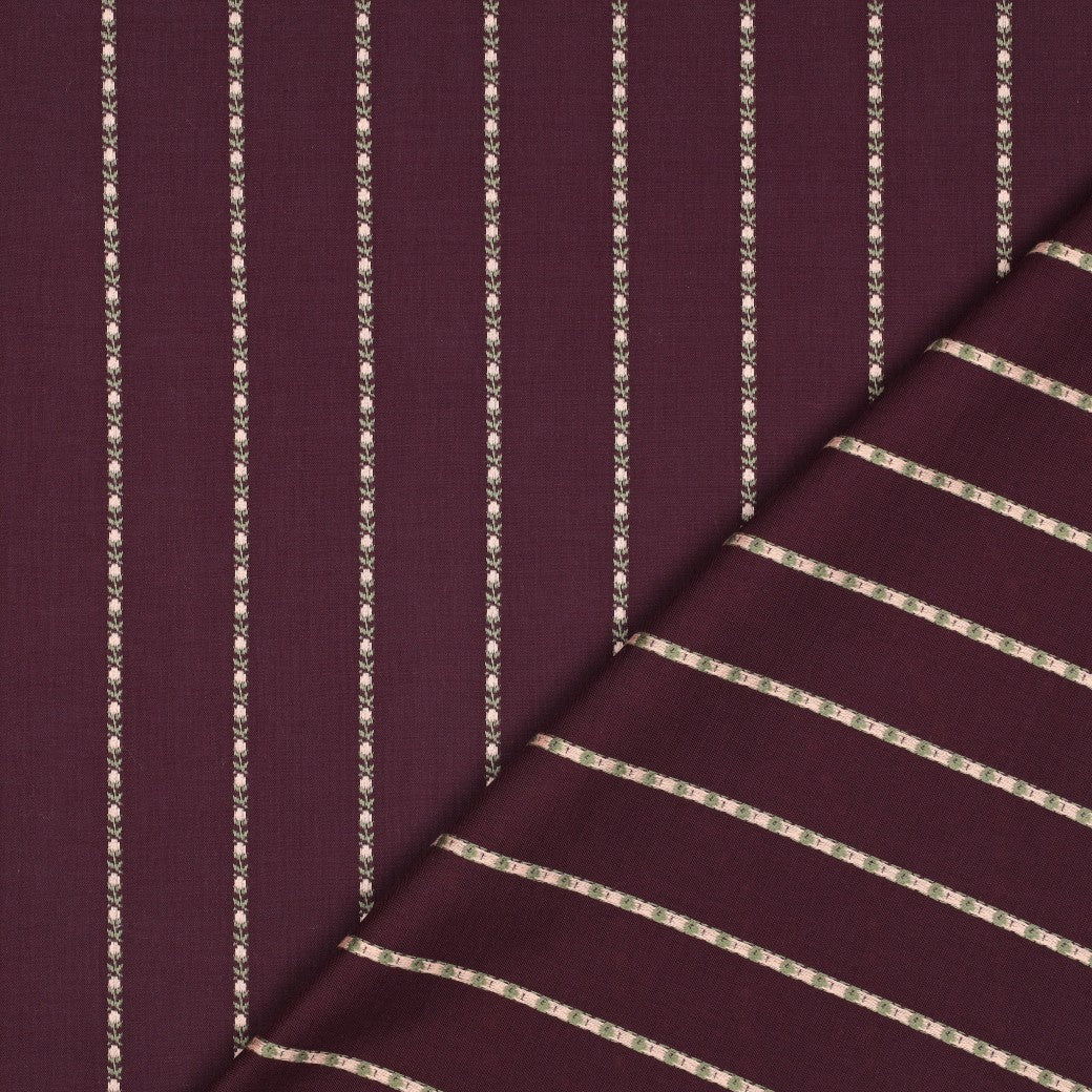 Burgundy Jacquard Flower Stripe Cotton