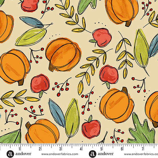 Bountiful Harvest Cream A-10112-L - Harvest Home By Amy Latta For Andover Fabrics