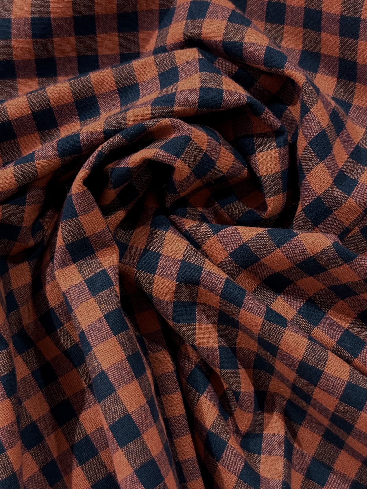 Koushi Gingham Check Japanese Yarn-Dyed Cotton Chambray by Lady McElroy - Terracotta