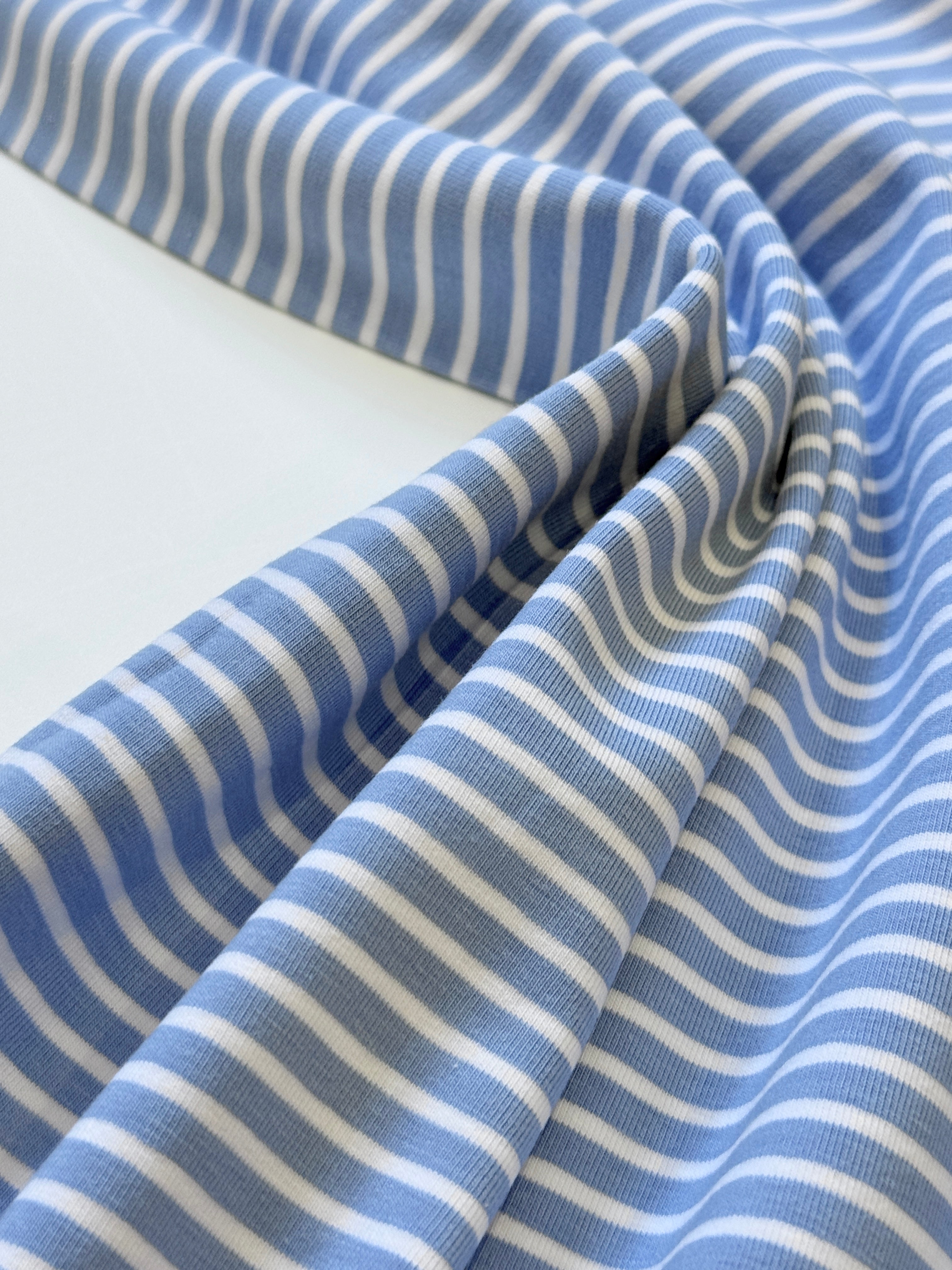 Yarn-Dyed Cotton Jersey Stripe - Pale Blue/White